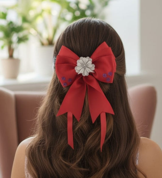 Kırmızı Saten Fiyonk Kurdele Toka