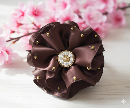 Kahve Çiçeği Lastikli Toka