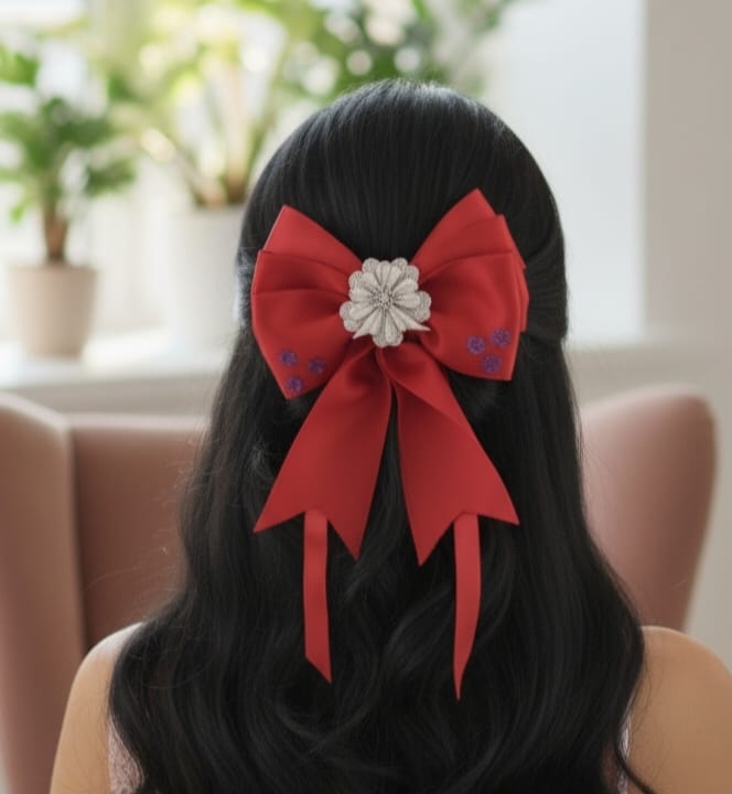 Kırmızı Saten Fiyonk Kurdele Toka