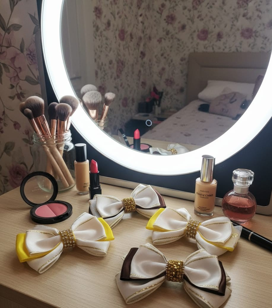 Lia 3"lü Saten Fiyonk Otomatik Klips Toka Orta Boy