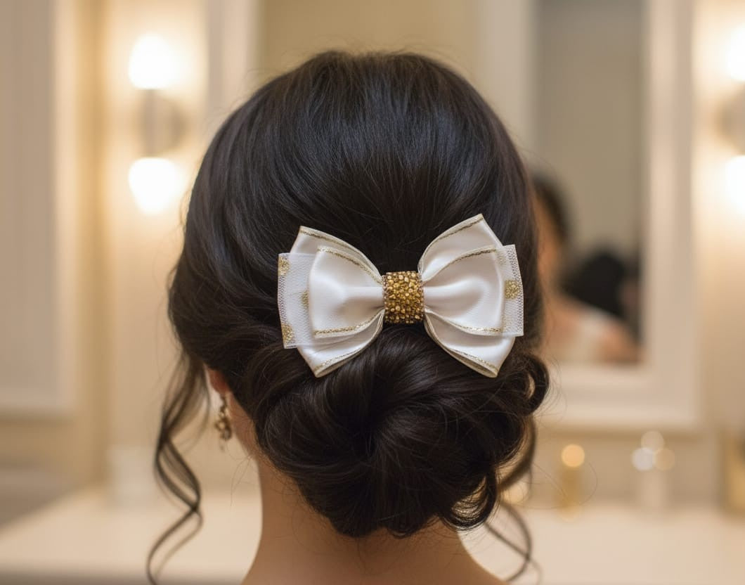 Lia 3"lü Saten Fiyonk Otomatik Klips Toka Orta Boy