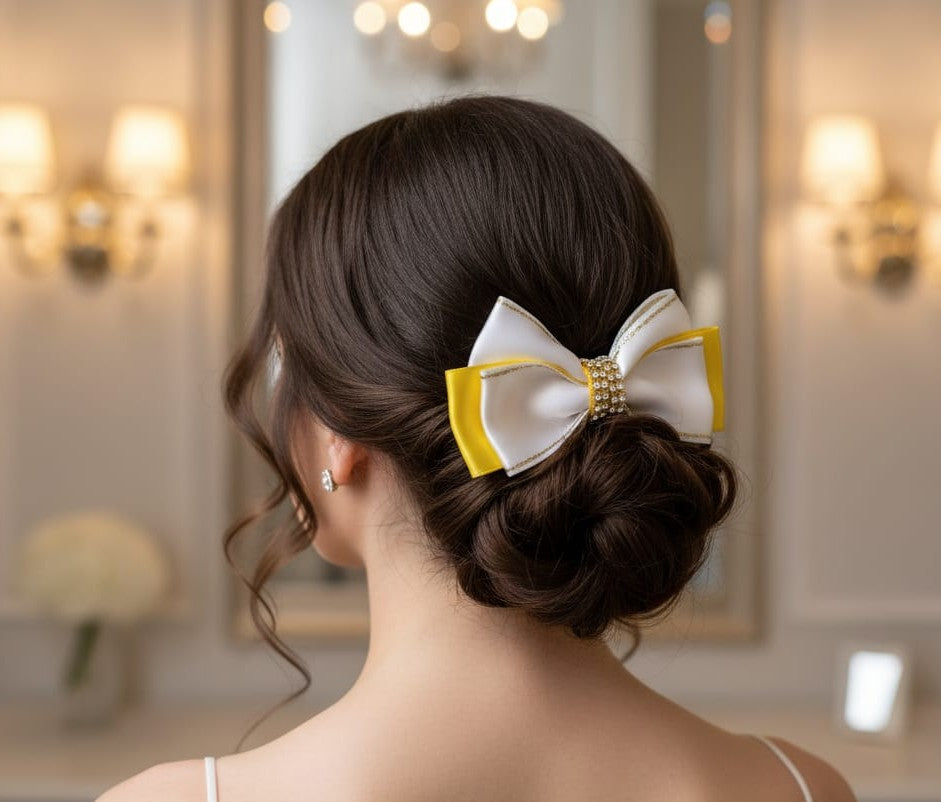 Lia 3"lü Saten Fiyonk Otomatik Klips Toka Orta Boy