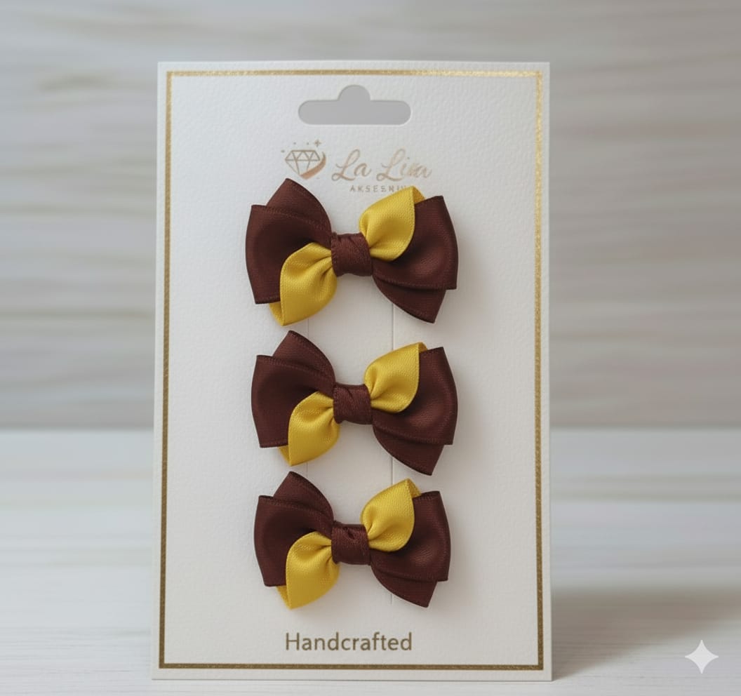 Lia Saten 3"lü Orta Boy Kıskaç Toka Takımı